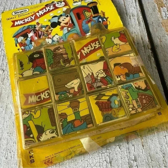 Vintage 70s Straco Walt Disney's Mickey Mouse puzzle blocks - Picture 4 of 4